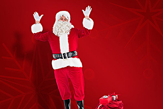 高兴,圣诞老人,袋,满,礼物
