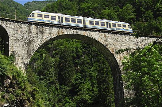 铁道口,高架桥,提契诺河,瑞士,欧洲