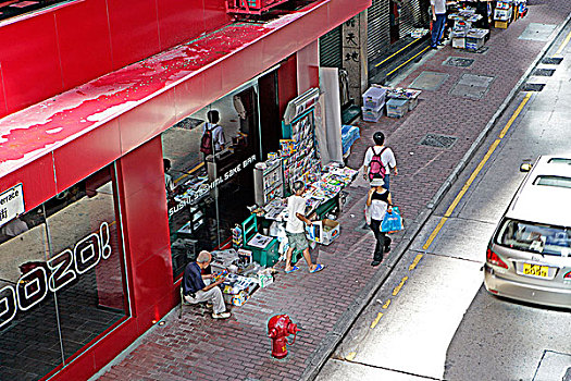 报纸,摊贩,户外,餐馆,街道,中心,香港