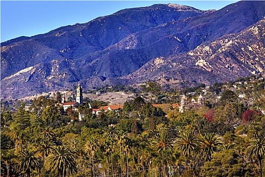 教区,圣芭芭拉,山,棕榈树,加利福尼亚