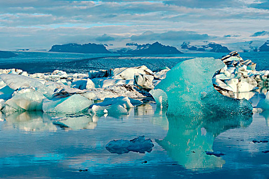 蓝色,冰山,漂浮,湖,杰古沙龙湖,冰岛,欧洲