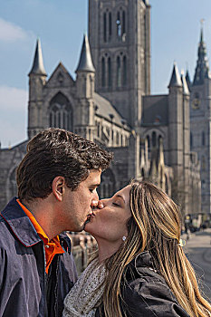 亲吻,正面,大教堂,根特,佛兰德斯,比利时