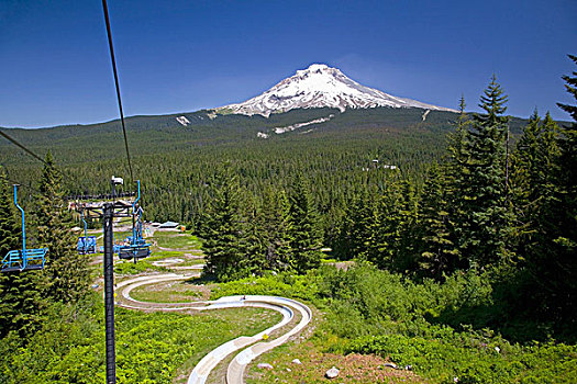 空中缆椅,滑雪胜地,胡德山,俄勒冈,美国