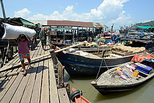 亚洲,缅甸,码头,港口