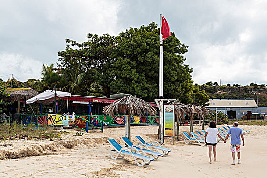 加勒比,安圭拉,旅游,走,海边,餐馆