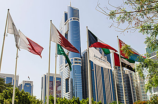 旗帜,公园,市区,地平线,迪拜,阿联酋