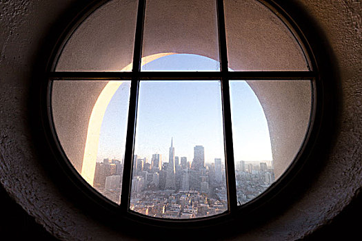 城市,旧金山,圆,窗户
