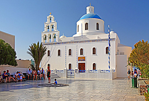 教堂,锡拉岛,基克拉迪群岛,爱琴海岛屿,爱琴海,希腊