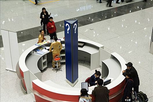 中国,北京,首府,机场,信息,书桌,新,航站楼,建筑,二月,2008年,世界