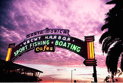 入口,标识,圣莫尼卡码头,加利福尼亚,美国