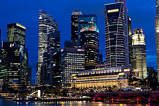 新加坡城,天际线,黎明,酒店,正面