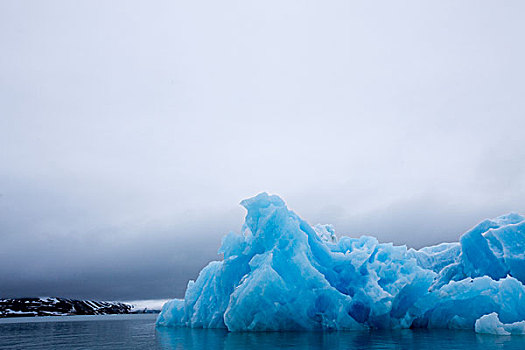挪威,斯瓦尔巴特群岛,斯匹次卑尔根岛,岛屿,夏天,暴风雪,高处,蓝色,结冰,冰山,靠近,脸,冰河,峡湾