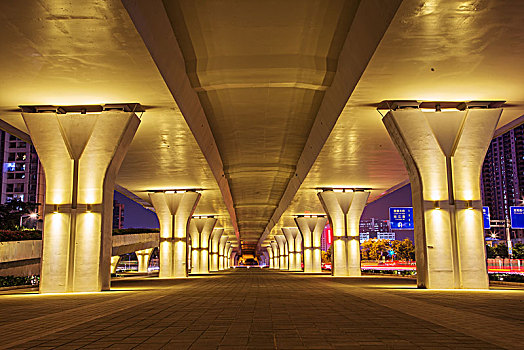 空,人行道,仰视,高架路,现代,城市