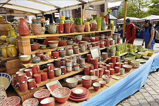 彩色,陶瓷,传统市场,慕尼黑,巴伐利亚,德国,欧洲