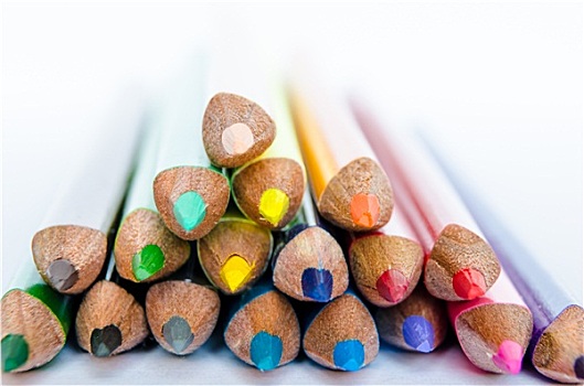 特写,彩色,铅笔,小,一堆