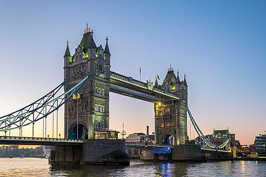 塔桥,上方,泰晤士河,夜光,伦敦,英格兰,英国,欧洲
