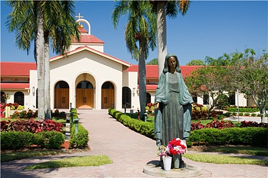 玛丽亚,雕塑,教会,春天,佛罗里达
