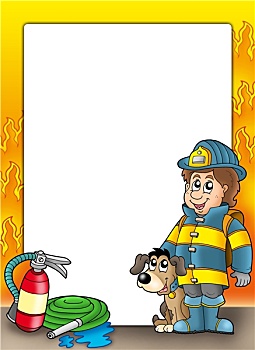 框,消防员,狗
