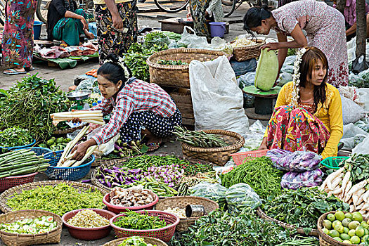 亚洲,缅甸,曼德勒,市场,食物