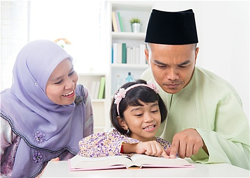 马来,穆斯林,父母,教育,孩子