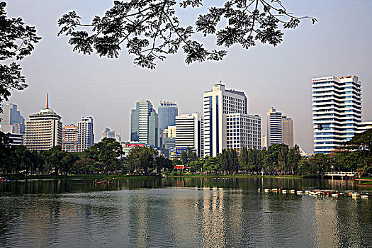 泰国,曼谷,公园,现代建筑,天际线