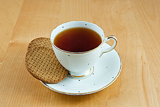 红茶,骨瓷,杯碟,两个,饼干,侧面