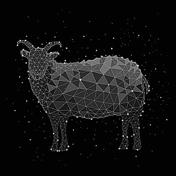 数码合成,图像,星座,绵羊,黑色背景