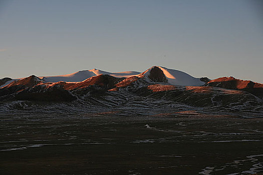可可西里夕阳下的马兰冰川