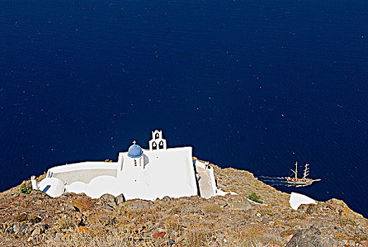 希腊,基克拉迪群岛,圣特林,教堂