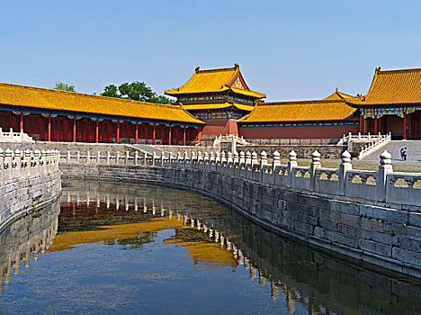 金色,水,河,故宫,北京,中国