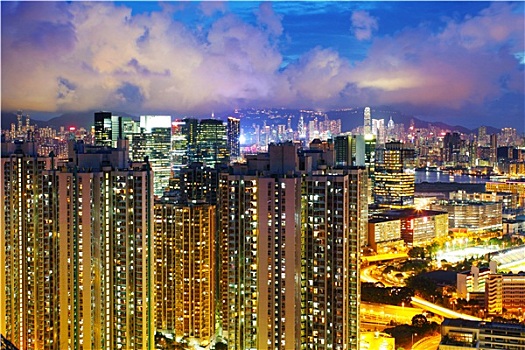 住房,香港,夜晚