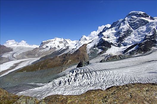 冰河,顶峰,粉色,巨大,布莱特峰,策马特峰,瓦莱,瑞士