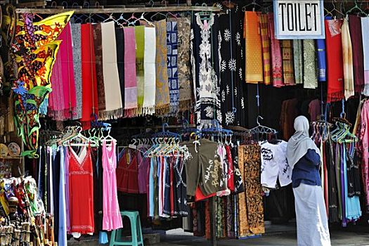 服装,围巾,出售,市场,靠近,布拉坦湖,巴厘岛,印度尼西亚