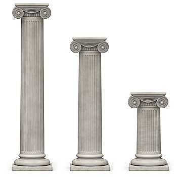 爱奥尼克柱式,柱子,白色背景