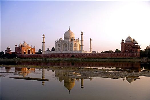 泰姬陵,日落,前景,印度