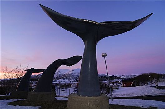 纪念建筑,鲸,鲸尾叶突,挪威,欧洲