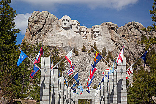 拉什莫尔山国家纪念公园,道路,旗帜,南达科他,美国