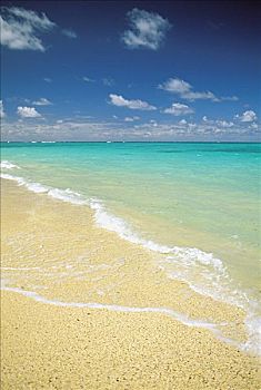 夏威夷,瓦胡岛,蓝天,青绿色,水,波浪,洗,沙子