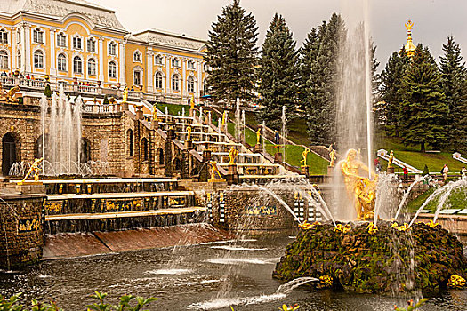 世界遗产,大喷泉,彼得夏宫,宫殿,圣彼得堡,俄罗斯