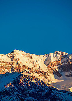 积雪,阿空加瓜山,山,日出,省立公园,中心,安第斯山,门多萨,省,阿根廷,南美