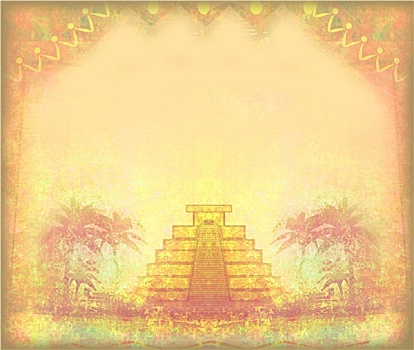 玛雅,金字塔,奇琴伊察,墨西哥,低劣,抽象,框