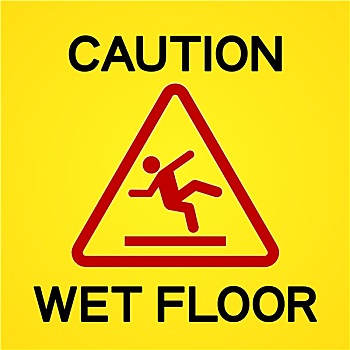 小心,湿,地面