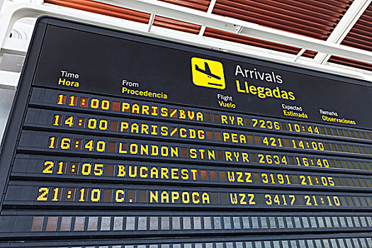 到达,桌子,机场,萨拉戈萨,西班牙