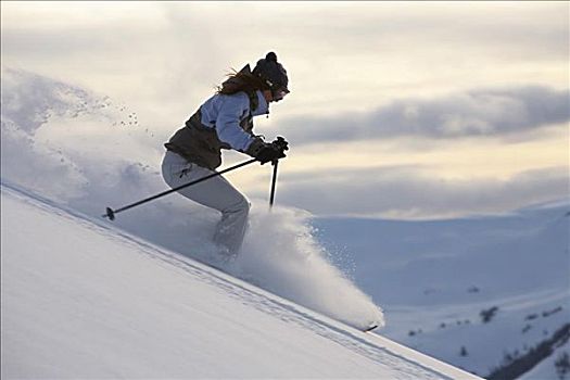 女人,滑雪,黑梳山,不列颠哥伦比亚省,加拿大