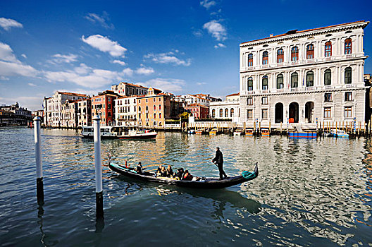 小船,大运河,邸宅,大,威尼斯,威尼托,意大利,欧洲