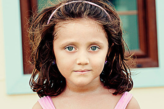 漂亮,小女孩,蓝眼睛