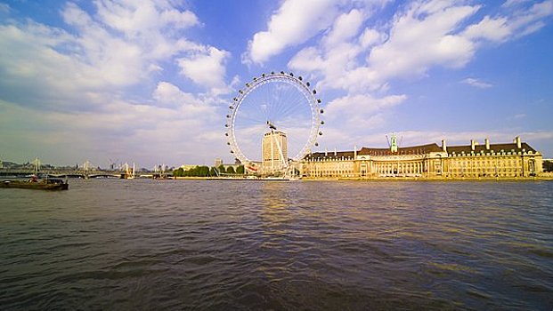 英格兰,伦敦,伦敦南岸,伦敦眼,老,建筑,南方,堤岸,泰晤士河