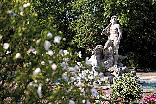 雕塑,老,植物,花园,慕尼黑,巴伐利亚,德国,欧洲