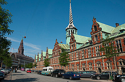 丹麦,哥本哈根,斯拉特绍曼,老,证券交易所