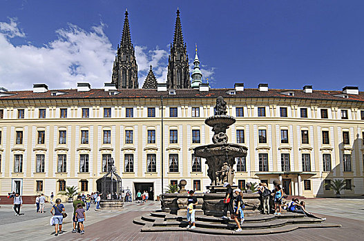 布拉格城堡,著名,巴洛克,喷泉